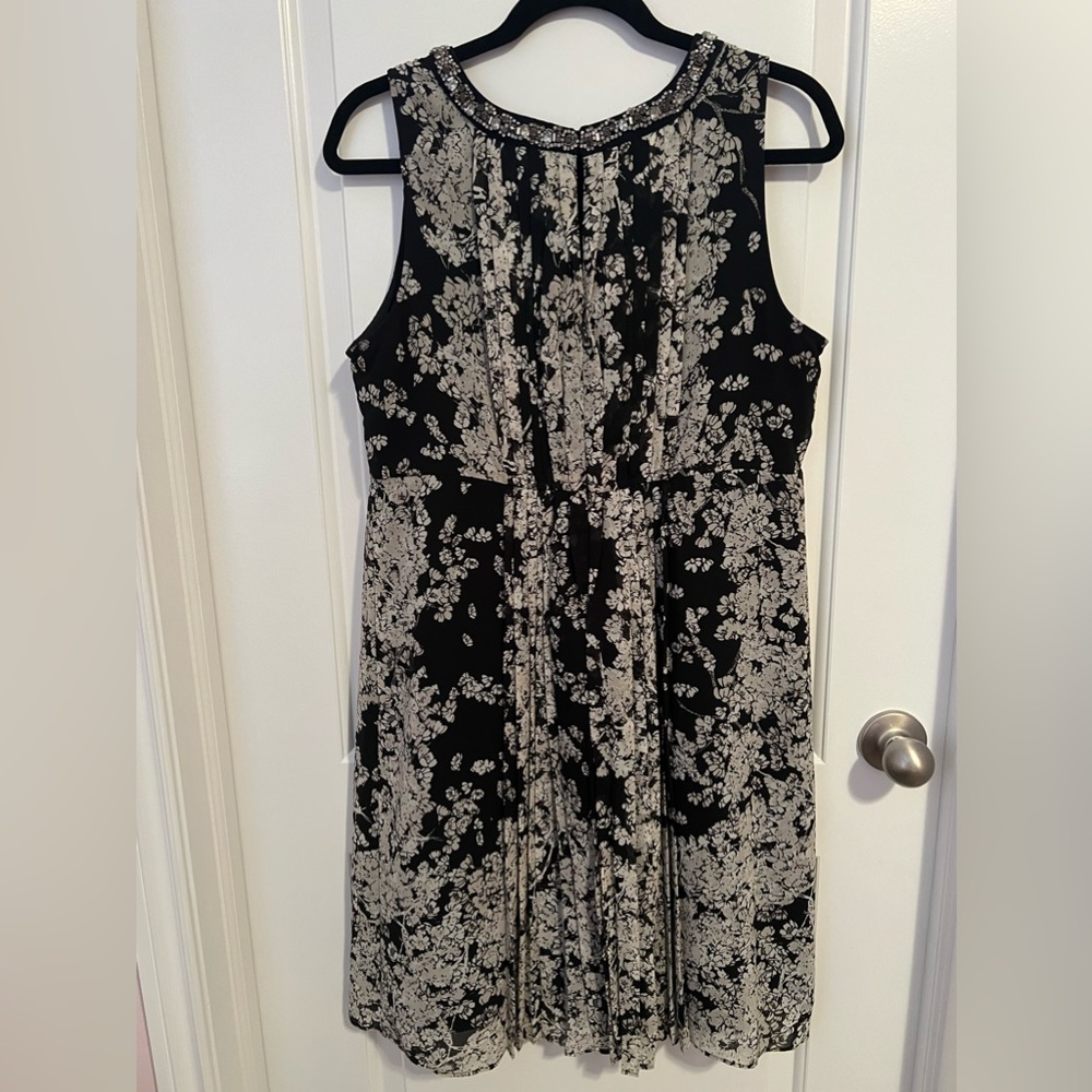 Black and white floral Knee length dress